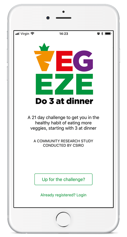 Screenshot of the VegEze app login screen.